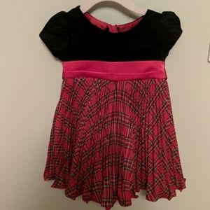 Baby girls velvet & plaid holiday dress